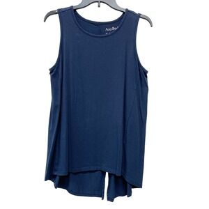 AnyBody Women's Navy Blue Sleeveless Split Back Tank Top Size Medium